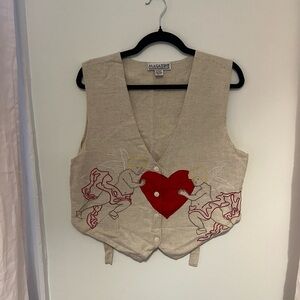 Vintage Embroidered Cherub Vest